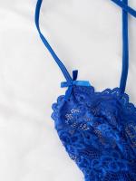 Conjunto de ropa interior de encaje Sexy para mujer, lencería erótica para mujer, sujetador transparente, Tanga, Mini picardías, calzoncillos, mono blanco 2024 - details 12