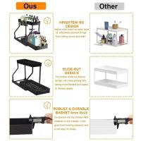 Práctico estante de especias de 2 capas, soporte para toallas de especias negro, impermeable, sin perforaciones, estante de almacenamiento para lavadora, escritorio - details 7