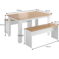 Mesa de comedor Sentio, antracita/roble dorado, 90 x 140 cm con 2 bancos - details 18