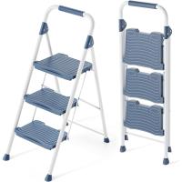 Peldaños Anchos con Baranda, Escalera de Tijera con Pedal Antideslizante, Taburete Plegable para Hogar Cocina Garaje Jardín Oficina, Capacidad de Carga de 900LBS, Azul - details 15