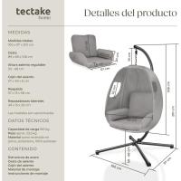 Columpio de Jardín Exterior con Estructura Silla Colgante Giratoria Altura Ajustable - details 14