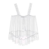 Picardías transparentes sexis para mujer, Top de malla transparente con tirantes y volantes, camisola con ribete de encaje y lazo, lencería, ropa de dormir tentadora para discoteca - details 6
