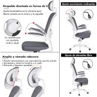 Silla de Oficina Giratoria con Ruedas Transpirable, Ajustable, Soporte Lumbar para Hogar y Oficina - details 16