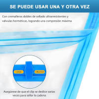 Bolsas de Vacío Ropa Con Bomba de Aire Eléctrica, 25 Bolsas (Bolsas de 5 tamaños), Bolsas de Vacío Reutilizables Para Ropa de Cama, Mantas, Almohadas, Ropa De Cama, Viajes, Mudanzas - details 5