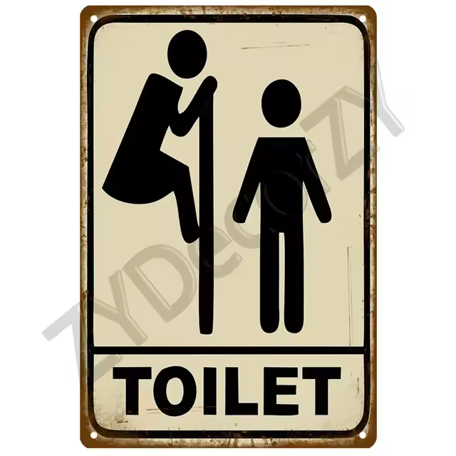 Cartel de Metal divertido para WC, placa de lata para inodoro, Bar, barbacoa, tienda, baño, decoración de pared, Mural para el hogar, foto Vintage, Pub, hombre y mujer - 1