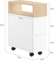 Mesa Auxiliar con 2 Estantes Consola Mesita de Noche con Ruedas Mesa Blanca Mesita 70 x 35 x 60 cm FBT34-W ES - details 63