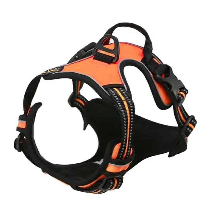 Chaleco reflectante para perro sin tirones, correa de pecho ajustable y transpirable para perro, chaleco con correa de nailon para perro al aire libre - 1