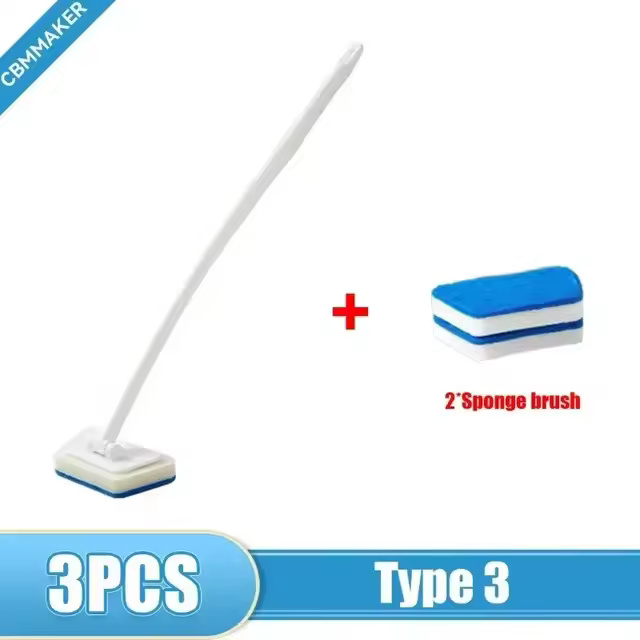 Cepillo de Limpieza Multifuncional para Baño Mango Largo Recambio de Esponja de Vidrio Cerámico - 1