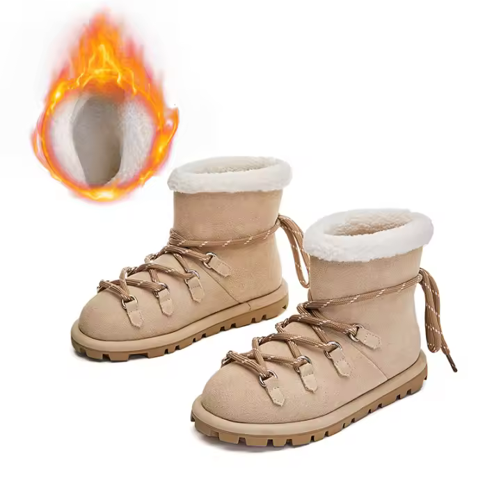 Botas de nieve de cuero nuevas botas cortas con correa térmica de terciopelo - 1