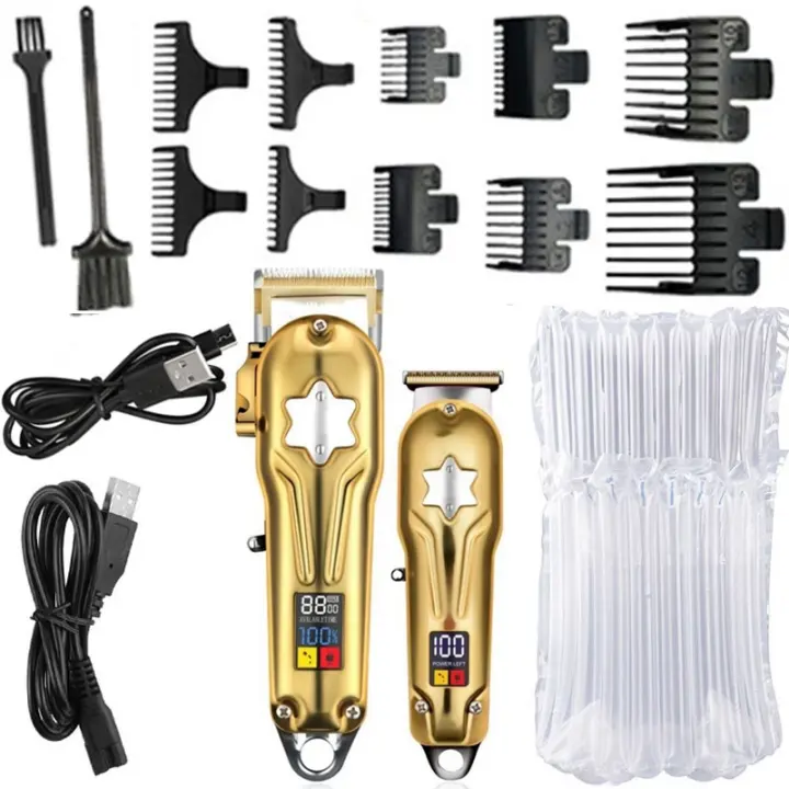Original kemei de metal completo kits combo de pelo para hombres Barbero profesional clipper pelo barba cortadora de pelo eléctrica - 1