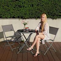 Conjunto Exterior de Jardín de Acero Resistente a la Intemperie 3 Piezas de Mesa y Sillas de Terraza con Patas Secado Rápido, Fácil Transporte - details 11
