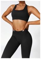 Conjunto de Yoga 2 Piezas Deporte para Mujeres Ropa de Gimnasio con Sujetador Deporte Mallas Cintura Alta Shorts Yoga Leggings Traje de Fitness Material Exterior de Nylon - details 27
