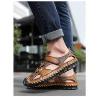 Sandalias de cuero para hombre, zapatos informales antideslizantes, cómodos, transpirables, para playa, talla grande 38-48 - details 19