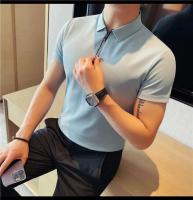 Polo de manga corta bordado de malla transpirable de verano para hombre, camiseta informal de negocios con solapa y media cremallera, - details 26
