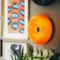 Lámpara creativa de Donut para decoración del hogar, candelabro de pared moderno, color naranja, para dormitorio y sala de estar - details 3
