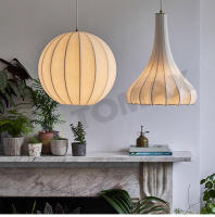 Tomaxin Lámpara colgante de seda LED 60CM Estilo wabi-sabi para dormitorio B&B restaurante sala de estar hotel Metal 220V Interruptor otros - details 4