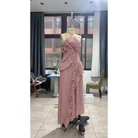 Cuello Volante Vestido Halter Púrpura, Estilo Europeo Y Americano 2025 Primavera Nuevo, Estilo Celebridad Falda Larga De Varias Capas - details 5