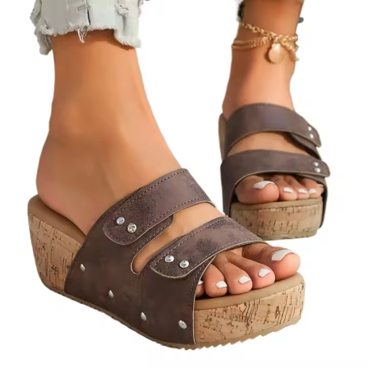 Tacones altos con cuña de verano para mujer. - 1