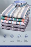 Camisa a cuadros con botones de manga larga 100% algodón para hombre, camisas Oxford a rayas a cuadros con un solo bolsillo en el pecho para trabajo, informales, de ajuste estándar - details 3