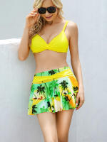 Bañador Sexy con volantes para mujer, conjunto de Bikini cruzado ahuecado, traje de baño estampado, conjunto de falda para playa 2023 - details 3