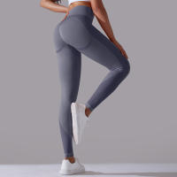 Hamidou-Pantalones deportivos sin costuras para mujer, mallas de Yoga de cintura alta, ropa de gimnasio, entrenamiento de glúteos de burbujas, pantalones para correr, Leggings de gimnasio con levantamiento de caderas - details 11