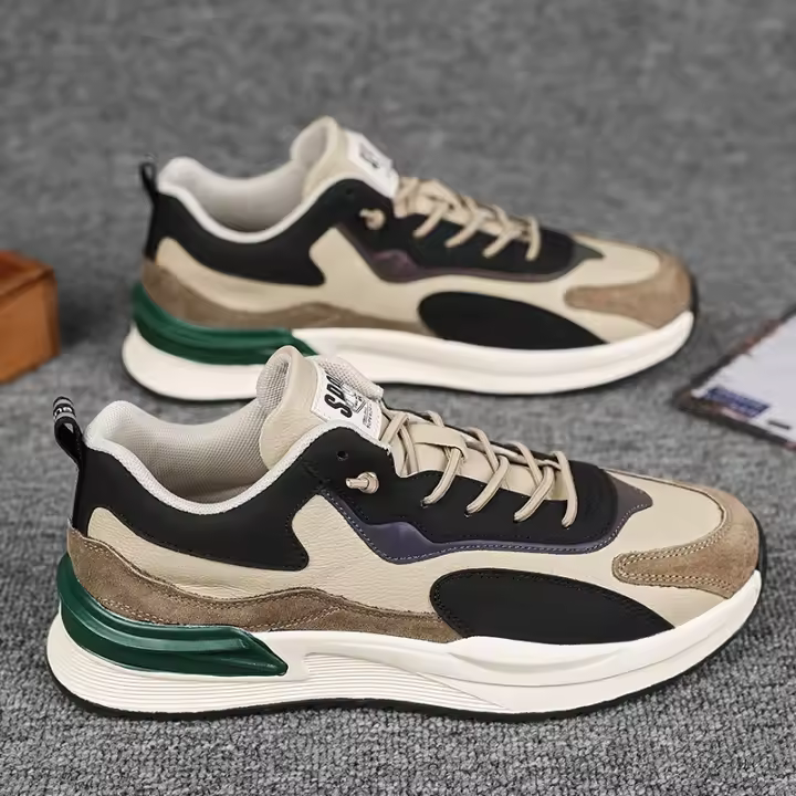 Zapatos informales Retro versátiles para hombre, zapatillas de deporte parte superior de cuero de baja, a la moda, novedad - 1