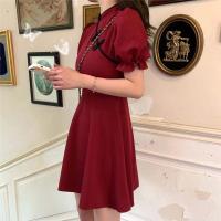 Elegante Falda de Cintura Cheongsam 2025 Diseño Rojo, Cintura Afinada, Estilo Franco, Moda de Verano - details 7