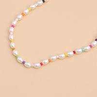 Collar con hebilla de marinero y perlas ovaladas geométricas de 6mm para mujer, collar con hebilla de resorte con cuentas coloridas - details 7