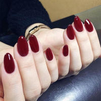 Uñas postizas sólidas y brillantes de color burdeos, fáciles de aplicar y quitar, salón de uñas para mujeres y niñas - details 4