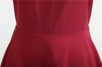 Women summer vintage with belt short sleeve v neck elegant retro swing party dresses - details 22