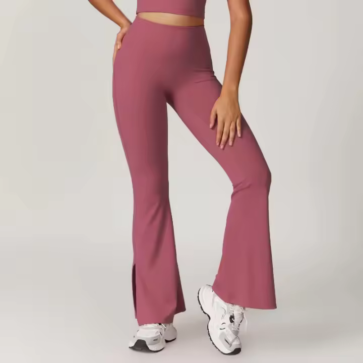 Pantalones acampanados de cintura alta para mujer, pantalones acampanados elásticos para gimnasio, ropa deportiva, botas cortas, mallas de Yoga - 1