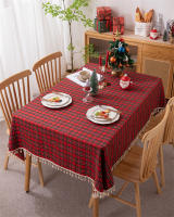 Mantel de Mesa de Cuadros a Cuadros con Borla Cubierta de Mesa sin Arrugas Lavable para Navidad, Fiestas y Año Nuevo - details 36