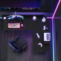 Mesa de Juego en Forma de L 130x130cm Soporte para Monitor Soporte para Auriculares - details 71
