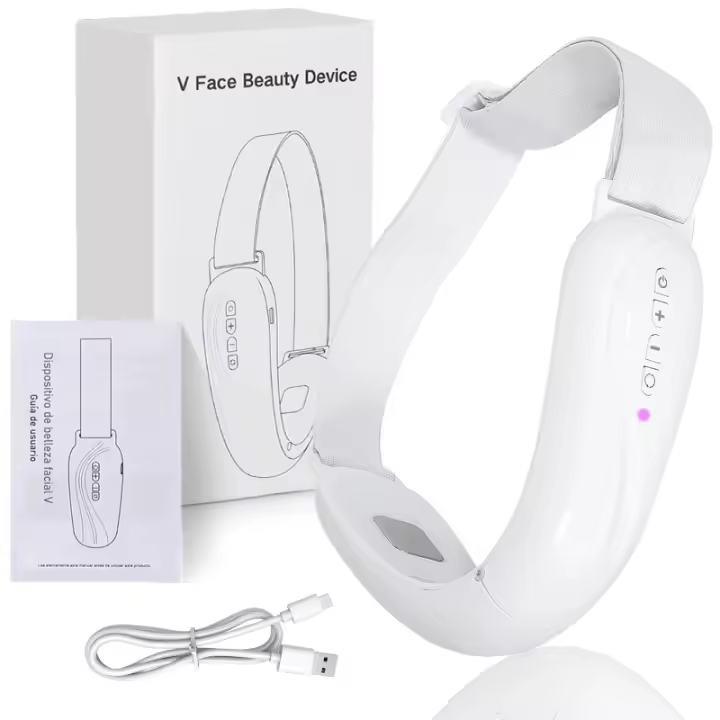 Masajeador facial y de cuello en forma de V, diseño portátil, estiramiento facial, estimulación muscular, compresa caliente, temperatura constante - 1