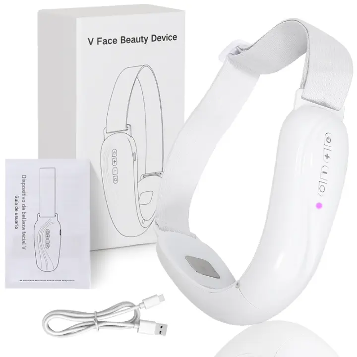Masajeador facial y de cuello en forma de V, diseño portátil, estiramiento facial, estimulación muscular, compresa caliente, temperatura constante - 1