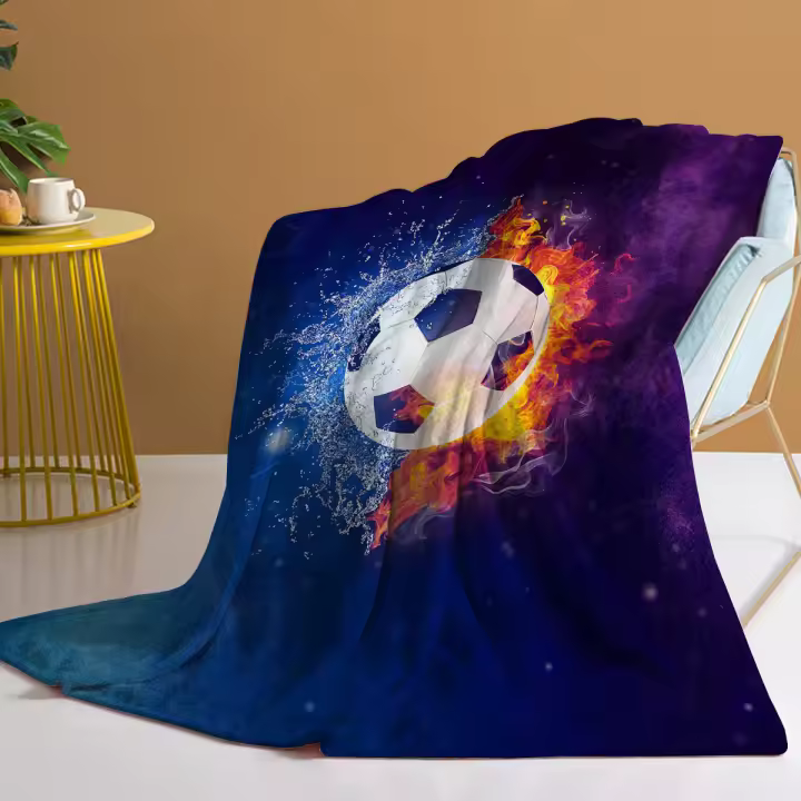 Manta de Lanzamiento de Fútbol de Poliéster Cubierta Acogedora para Sofá, Sofá, Cama - 1