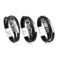 Pulseras de cuero de moda para hombres, pulsera de acero inoxidable de, cuerda trenzada multicapa, regalos de joyería masculina - details 3