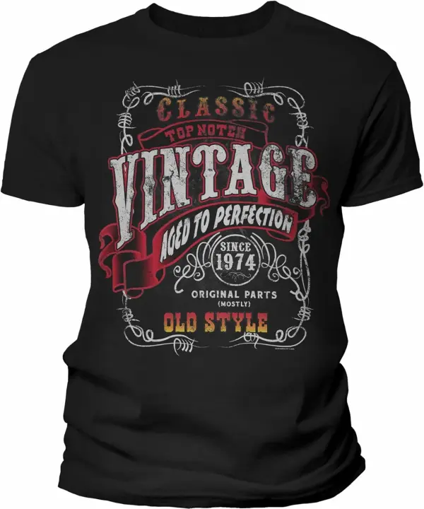 Camiseta de Regalo de Aniversario de 50 Años para Hombres Estilo Vintage 1974 Perfecto con Edad - 1