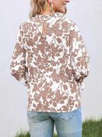 Nuevo estilo de otoño, camisa holgada con cuello con volantes y manga larga acampanada estampada - details 4