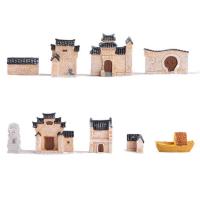 Mini casa decorativa creativa de resina, estilo chino, Mini puerta de ciudad antigua, Mini casa de resina, edificio Retro, escritorio para el hogar - details 7
