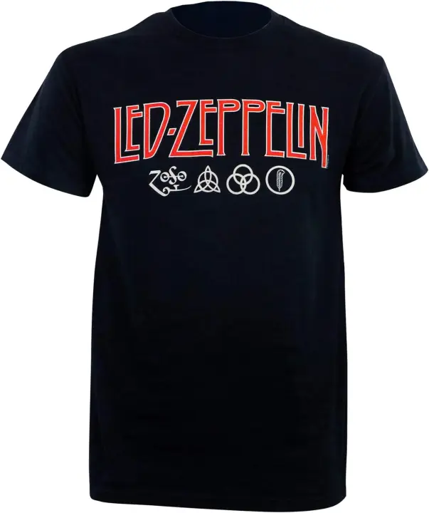 Camiseta con logotipo Zoso para hombre, camisa negra con Led Zeppelin - 1