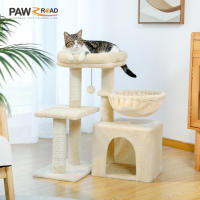 PAWZ Road Árbol para gatos 2 en 1 con poste rascador de Sisal, hamaca, condominio para gatos grande, casa tipo torre para gatos pequeños, tablero rascador para gatos de interior, juguetes para gatos - details 9