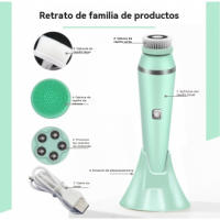 Limpiador facial de silicona Cepillo facial recargable resistente al agua Limpiador de poros 4 en 1 Limpiador facial eléctrico - details 3