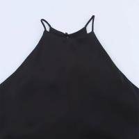 Vestido largo de noche sencillo con textura satinada PB&ZA2025, cuello halter, ajuste slim, tirantes, para verano, ropa de mujer. - details 10