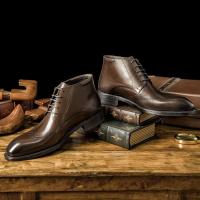 Zapatos con cordones transpirables de corte alto para hombre, botas de cuero italiano para hombre, zapatos - details 6