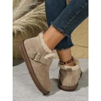 Botas de nieve de invierno para mujer, zapatos planos cómodos y cálidos de algodón - details 1