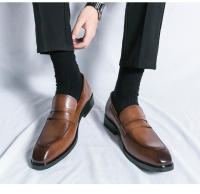 Zapatos de cuero con diseño de pie sonriente a la moda para hombre, versión coreana, zapatos de cuero pequeños formales. - details 3