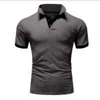 Polo de manga corta ajustado para hombre, camisa de cuello suave y sólido, trabajo, Golf, senderismo, informal, azul marino/blanco - details 14