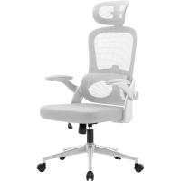 Silla de Oficina ergonómica de Malla, Silla de Oficina con Respaldo Alto con reposabrazos 3D, Soporte Lumbar hacia Arriba y hacia Abajo, Silla de Trabajo - Marco Blanco Malla Gris Claro - details 0