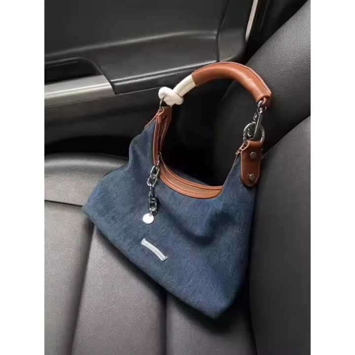Bolso De Las Axilas De Mezclilla Informal Vintage Bolso De Mano De Gran Capacidad Bolso De Cubo De Hombro De Moda - 1